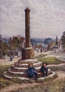 La Vieja Cruz, Great Longstone (litografía en color)