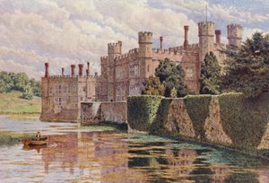 La fachada oeste del castillo de Leeds (litografía en color)