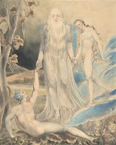 Ángel de la Presencia Divina trayendo a Eva a Adán La Creación de Eva..., recto..., 1803 de William Blake