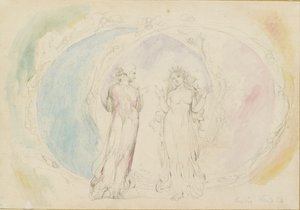 Beatriz y Dante en Géminis, en medio de las esferas de fuego de William Blake