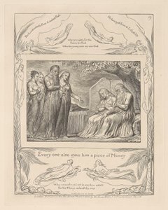 Libro de Job, Lámina 19, También cada uno le daba un pedazo de dinero de William Blake