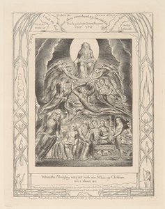 Libro de Job, Lámina 2, Satán ante el Trono de Dios