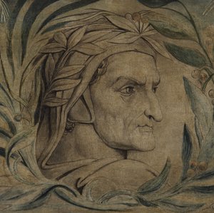 Dante Alighieri, c.1800-03 (pluma y tinta con temple sobre lienzo) de William Blake