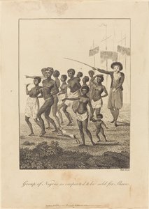 Grupo de personas negras, importadas para ser vendidas como esclavos de William Blake