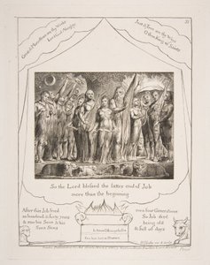 Job y su esposa restaurados a la prosperidad, de Ilustraciones del Libro de Job, 1825-26