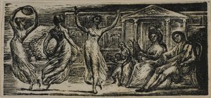Menalcas Observando a Mujeres Bailar, de Las Églogas de Virgilio de William Blake