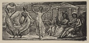 Menalcus viendo bailar a las mujeres, de Pastorales de Virgilio de Thornton de William Blake