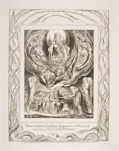 Satanás saliendo de la presencia del Señor, de Ilustraciones del Libro de Job, 1825-26 de William Blake