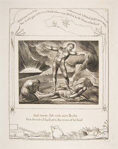 Satanás Golpeando a Job con Llagas, de Ilustraciones del Libro de Job, 1825-26 de William Blake