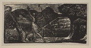 Pastor ahuyenta a un lobo, de Pastorales de Virgilio de Thornton, 1821
