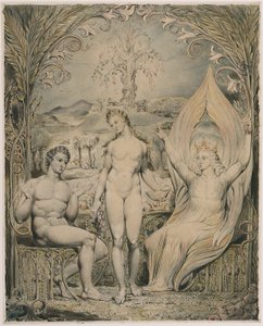 El Arcángel Rafael con Adán y Eva (Ilustración del Paraíso Perdido de Milton) de William Blake