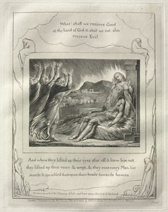 El Libro de Job: No. 7, Y cuando alzaron sus ojos de lejos y no lo reconocieron, alzaron sus voces y lloraron de William Blake