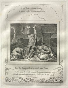 El libro de Job: No. 8, Que perezca el día en que nací, 1825 de William Blake