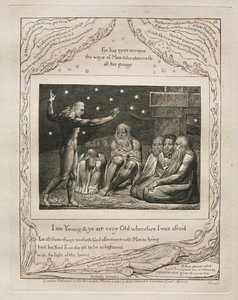 El Libro de Job: Pl. 12, Soy joven y ustedes son muy viejos por lo que tuve miedo de William Blake