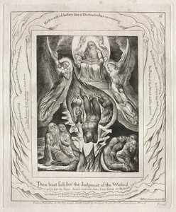 El Libro de Job: Pl. 16, Has cumplido el juicio de los malvados de William Blake