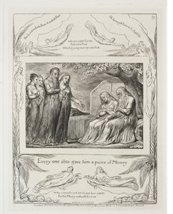 The Book of Job:  Pl. 19, Every one also gave him a piece of money de William Blake