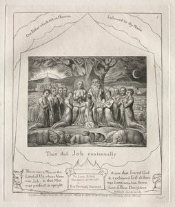 El Libro de Job: Pl. 1, Así hizo Job continuamente, 1825 de William Blake