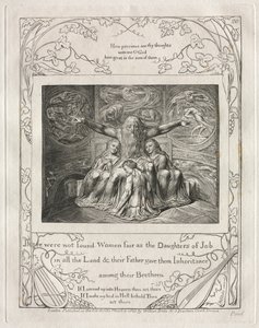 El Libro de Job: Pl. 20, No se encontraron mujeres tan bellas como las hijas de Job, 1825 de William Blake