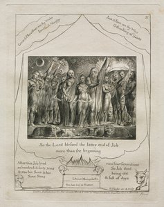 El libro de Job: Pl. 21, Así que el Señor bendijo el final de Job más que el, 1825