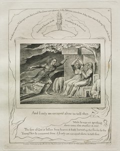 El libro de Job: Pl. 4, Y solo yo he escapado para contártelo, 1825 de William Blake