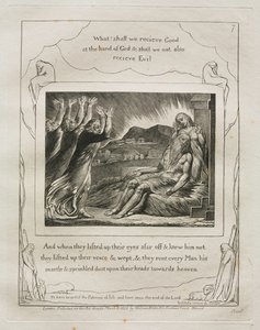 El Libro de Job: Pl. 7, Y cuando levantaron sus ojos de lejos y no lo reconocieron / levantaron sus voces y lloraron de William Blake