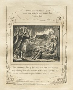 El Libro de Job: Pl. 7, Y cuando alzaron sus ojos de lejos y no lo reconocieron... de William Blake