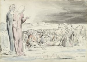 El Círculo de los Traidores: Hermanos Alberti, ilustración de la Divina Comedia de Dante Alighieri, 1824-27 de William Blake