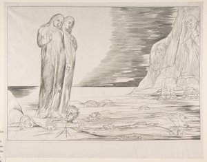 El círculo de los traidores: el pie de Dante golpeando a Bocca degli Abbate, de El Infierno de Dante de William Blake