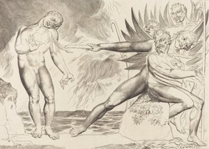 El círculo de los funcionarios corruptos, los demonios atormentan a Ciampolo de William Blake