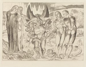 El círculo de los ladrones; Agnolo Brunelleschi atacado por una serpiente de seis patas