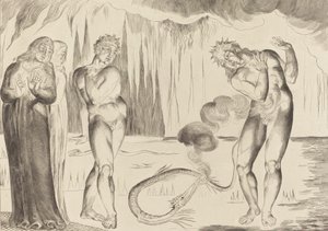 El círculo de los ladrones, Buoso Donati atacado por la serpiente de William Blake