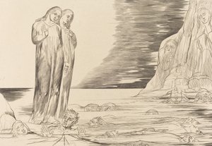 El Círculo de los Traidores, el Pie de Dante Golpeando a Bocca degli Abbate de William Blake