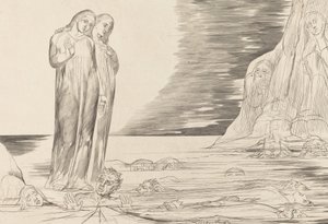 El círculo de los traidores, el pie de Dante golpeando a Bocca degli Abbate