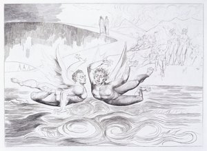 La serpiente de seis patas atacando a Agnolo Brunelleschi, c.1824-1827 de William Blake