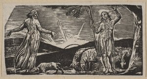 Thenot reprende a Colinet, de Pastorales de Virgilio de Thornton, 1821 de William Blake