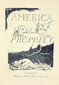 Página de título de "América, una profecía", mediados de 1790s de William Blake