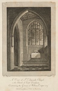 Vista de la Capilla de San Edmundo en la Iglesia de East Dereham, que contiene la tumba de William Cowper Esquire de William Blake
