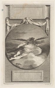 Figura alada volando entre nubes, ca. 1780-87 de William Blake