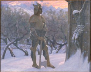 El huno y el crucifijo de William Blake Richmond