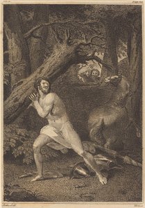 Orlando en furia arrancando árboles de William Blake after Thomas Stothard