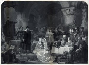 John Knox administrando la primera comunión protestante, pub. 1849 de William Bonner