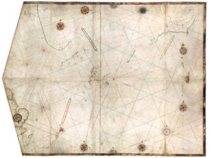 Carta portulana construida por William Borough que muestra la zona marítima del Mar del Norte y el Báltico, desde la costa este de Inglaterra hasta la cabeza del Golfo de Suecia, c.1580 (vitela)