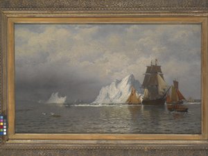 Ballenero y barcos de pesca cerca de la costa de Labrador (óleo sobre lienzo) de William Bradford