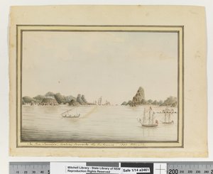 En Río de Janeiro, mirando hacia la Entrada. 1787 (detalle) de William Bradley