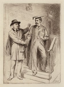 John Stuart Blackie, catedrático emérito; Samuel Henry Butcher, catedrático de griego (grabado)
