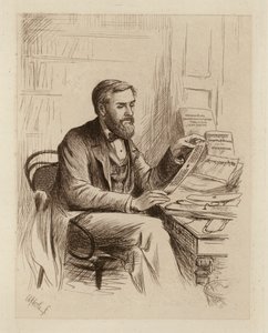 Julius Eggeling, profesor de sánscrito y filología comparada (grabado) de William Brassey (after) Hole