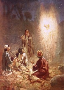 Un ángel anunciando a los pastores de Belén el nacimiento de Jesús