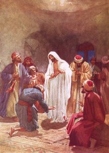 Jesús reprendiendo a Tomás por su incredulidad