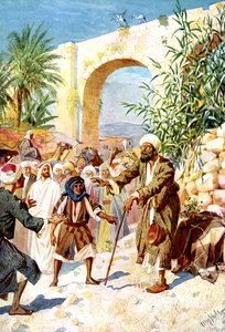 Jesús cura a un mendigo ciego - Biblia de William Brassey Hole