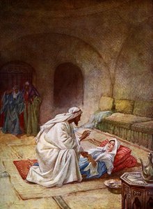 Jesús cura a una niña enferma - Biblia de William Brassey Hole